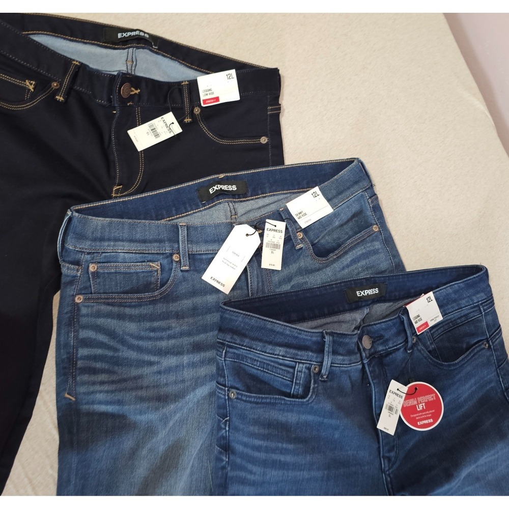 New Lot 3 Express Sz 12 L ong Tall Low Rise Legging / Mid Rise Leggging & Skinny - Picture 2 of 8